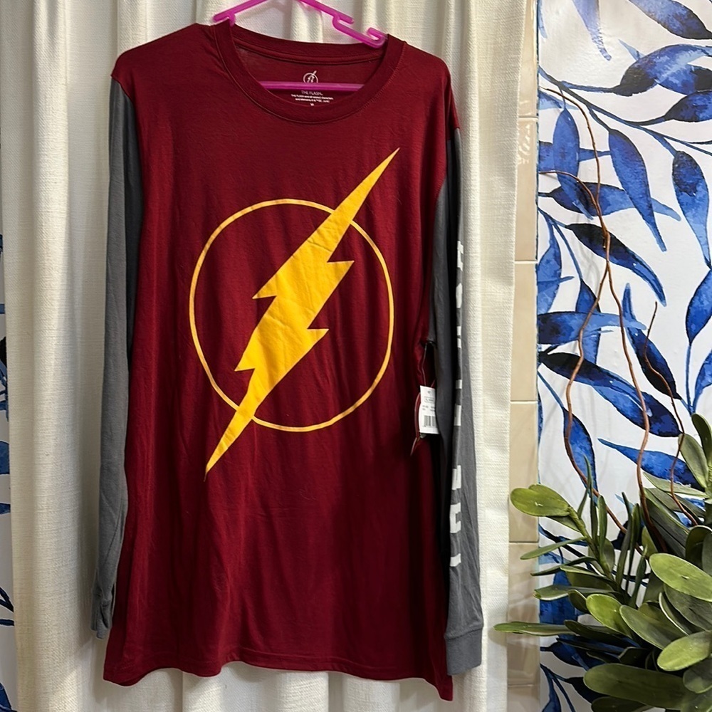 NWT Men’s DC Comics The Flash Long Sleeve Cotton Blend Shirt Size XL